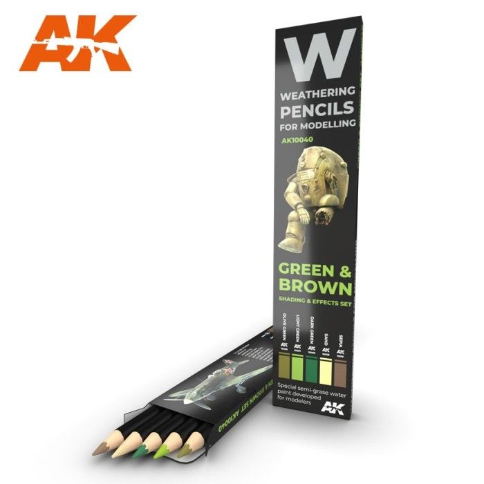 AK10040 Watercolor Pencil Set Green Et Brown