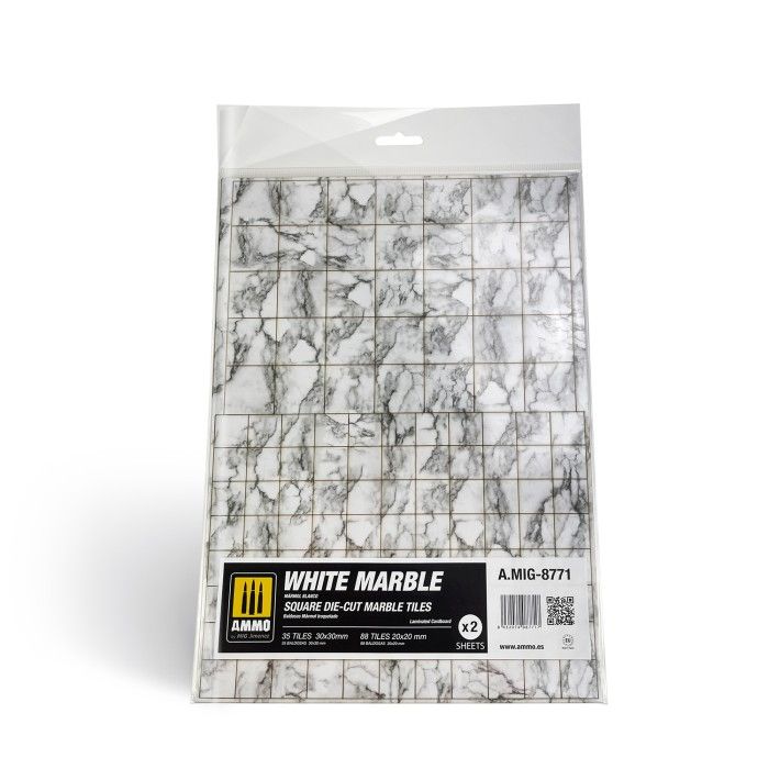 White Marble - Square Die-Cut Tiles (Carreaux Carrés Découpés)