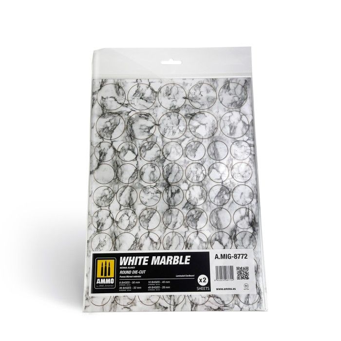 White Marble - Round Die-Cut For Bases For Wargames (Découpe Ronde Pour Bases Pour Wargames)